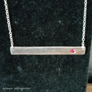 Sterling Silver 925 Bar with Red Stone NWOT